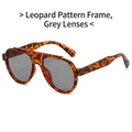 Oversized aviator sunglasses featuring leopard print frames and grey tinted lenses - Leopard Frame Grey Lens