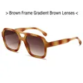 Gafas de sol cuadradas retro con montura de carey y lentes marrón degradado moda - Montura Té Lentes Té Degradado