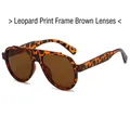 Classic aviator sunglasses with a leopard print frame and brown tinted lenses - Leopard Frame / Tea Lens