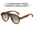 Oversized leopard print sunglasses with gradient green lenses for a retro chic look - Tortoise Frame Gradient Green Lens