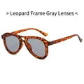 Oversized leopard print aviator sunglasses featuring classic grey tinted lenses - Regular / Leopard Frame Grey Lens