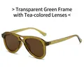 Vintage aviator sunglasses with transparent green frames and tinted tea lenses - Regular / Transparent Green Frame Tea Lens