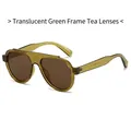 Aviator style sunglasses with transparent green frames and brown lenses for women - Transparent Green Frame Tea Lens