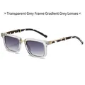 Square sunglasses with transparent grey frames and gradient lenses with spotted arms - Regular / Regular (Inc. 13% VAT) Translucent Gray Frame Gradient Gray Lenses