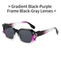 Gafas de sol geométricas con montura degradada negro-púrpura y lentes gris oscuro - Montura negra púrpura degradada lentes gris negro