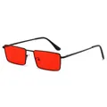Retro small square sunglasses featuring black metal frame and vibrant red lenses - Regular / Regular (Incl. 13% VAT) Black Frame Red Lenses