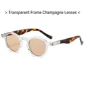 Retro small frame sunglasses with transparent frames, champagne lenses and tortoiseshell arms - Transparent Frame Champagne Lens