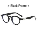 Classic retro round black frame glasses with blue light blocking lenses and silver accents - Black Frame