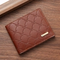Portefeuille court marron pour hommes en similicuir avec gaufrage géométrique élégant - Marron