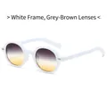 Retro runde Sonnenbrille mit weißem Rahmen und grauen Verlaufsgläsern für Kinder - WeiBer Rahmen Grau Tee Gläser