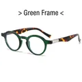Retro round glasses with green frame and tortoiseshell temples in 45-degree side view - Green Frame