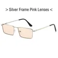 Retro small square sunglasses featuring silver metal frame and light pink tinted lenses - Regular / Regular (Incl. 13% VAT) Silver Frame Pink Lenses