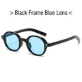 Retro-Rundsonnenbrille mit klassischem schwarzem Rahmen und blauen Gläsern - Normal / Regulär (inkl. 13 % MwSt.) Schwarzer Rahmen Blaue Gläser