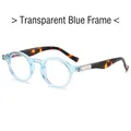 Retro round sunglasses with transparent blue frames and tortoiseshell temples - Transparent Blue
