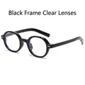 Retro-Sonnenbrille mit rundem schwarzem Rahmen, klaren Gläsern und Silbernieten - Normal / Standard-Schwarzgestell mit klarsichtigen Gläsern