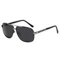 Lunettes de soleil aviateur polarisées argent et noir avec verres gris foncé et monture métal - Monture Argent Noir Verres Gris Noir