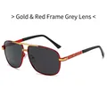 Lunettes aviateur polarisées avec monture or et rouge et verres gris foncé pour homme - Standard / Standard monture or et rouge avec verres noir-gris (TVA de 13 % incluse)