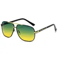 Lunettes de soleil aviateur polarisées avec monture or-noir et verres de nuit - Monture Or Noir Verres Vision Nocturne