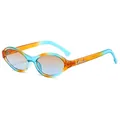 Occhiali da sole ovali vintage con montatura sfumata blu arancio e lenti colorate - Montatura Blu Arancio Lenti Te Blu