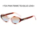 Occhiali da sole ovali vintage con montatura sfumata rosa tè e lenti blu tè - Montatura Te Rosa Lenti Te Blu