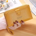 Ginger yellow leather wristlet wallet for women with zipper and lychee texture - Yellow