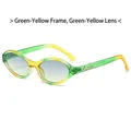 Retro oval sunglasses with green and yellow gradient frames and matching tinted lenses - Regular / Standard Green-Yellow Frame with Green-Yellow Lenses (Inc. 13% VAT Invoice)