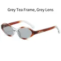 Retro small oval sunglasses featuring a grey tea gradient frame and grey lenses - Regular / Regular (Incl. 13% VAT) Grey-Brown Frame with Grey Lenses