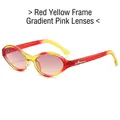Vintage oval sunglasses with red-yellow gradient frames and pink-purple tinted lenses - Regular / Regular (Incl. 13% VAT) Red-Yellow Frame with Gradient Pink Lenses