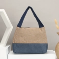 Bolso de lona bicolor en caqui y azul marino con cremallera metálica decorativa - Caqui