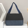 Bolso tote de lona bicolor negro y azul denim con correas de hombro para mujer - Negro