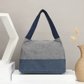 Bento-Tasche aus Canvas im grau-blauen Color-Block-Design mit Stoffgriffen - Dunkelgrau