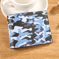 Short bi-fold wallet for men with a stylish blue camouflage pattern and fine stitching - Camouflage Dark Blue