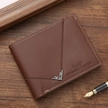 Dunkelbraune Herrenbrieftasche aus Leder mit Litschi-Maserung und Metallverzierung - Braun