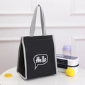 Borsa termica nera per il pranzo con stampa Hello e manici grigi per pasti quotidiani - Nero