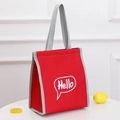 Borsa termica rossa per il pranzo con manici grigi e stampa Hello per uso quotidiano - Rosso