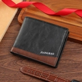 Herren Bifold Portemonnaie aus Leder in Schwarz und Dunkelbraun mit Lychee-Struktur - Schwarz