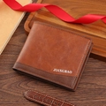 Mens bifold wallet in retro brown拼接 design with matte texture and gift display - Brown