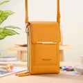Ginger yellow crossbody phone bag in synthetic leather with adjustable strap and dual zippers - Yellow