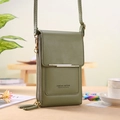 Olive green sequin touchscreen phone bag with gold zippers and crossbody strap - Green