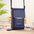 Sacoche téléphone à paillettes bleu foncé avec double fermeture éclair et détails dorés - Bleu royal