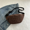 Donkerbruine crossbodytas met luipaardprint van imitatiesuède en verstelbare riem - Bruin