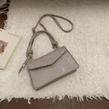 Taupe corduroy flap handbag with knot-style top handle and adjustable shoulder strap - Khaki