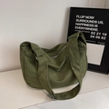Bolso bandolera retro verde oscuro de ante texturizado con correa ancha ajustable - Verde