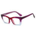 Montatura occhiali cat-eye da donna con sfumatura viola e blu su sfondo bianco puro - Sfumatura Rosso Viola Blu / Trasparente Anti-Luce Blu