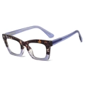 Montatura per occhiali cat eye bicolore con tartaruga scura e viola traslucido - Tartarugato Blu Splicing / Trasparente Anti-Luce Blu