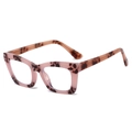 Modern oversized pink leopard print tortoise shell eyeglass frames for women - Pink Floral Pattern / Clear Anti-Blue Light