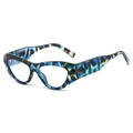 Montatura occhiali cat-eye alla moda con texture floreale esotica blu e gialla - Montatura Floreale Blu Lente Chiara