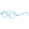 Occhiali da sole retrò azzurro trasparente semitondi per donna con design moda 2025 - Montatura Blu Trasparente Lenti Trasparenti