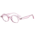 Retro light pink semi-round transparent sunglasses for women in high quality 2025 style - Transparent Purple Frame Clear Lens