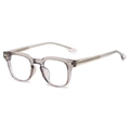 Classic TR90 transparent grey eyewear frames with anti-blue light clear lenses and rivets - Champagne Frame Clear Lens